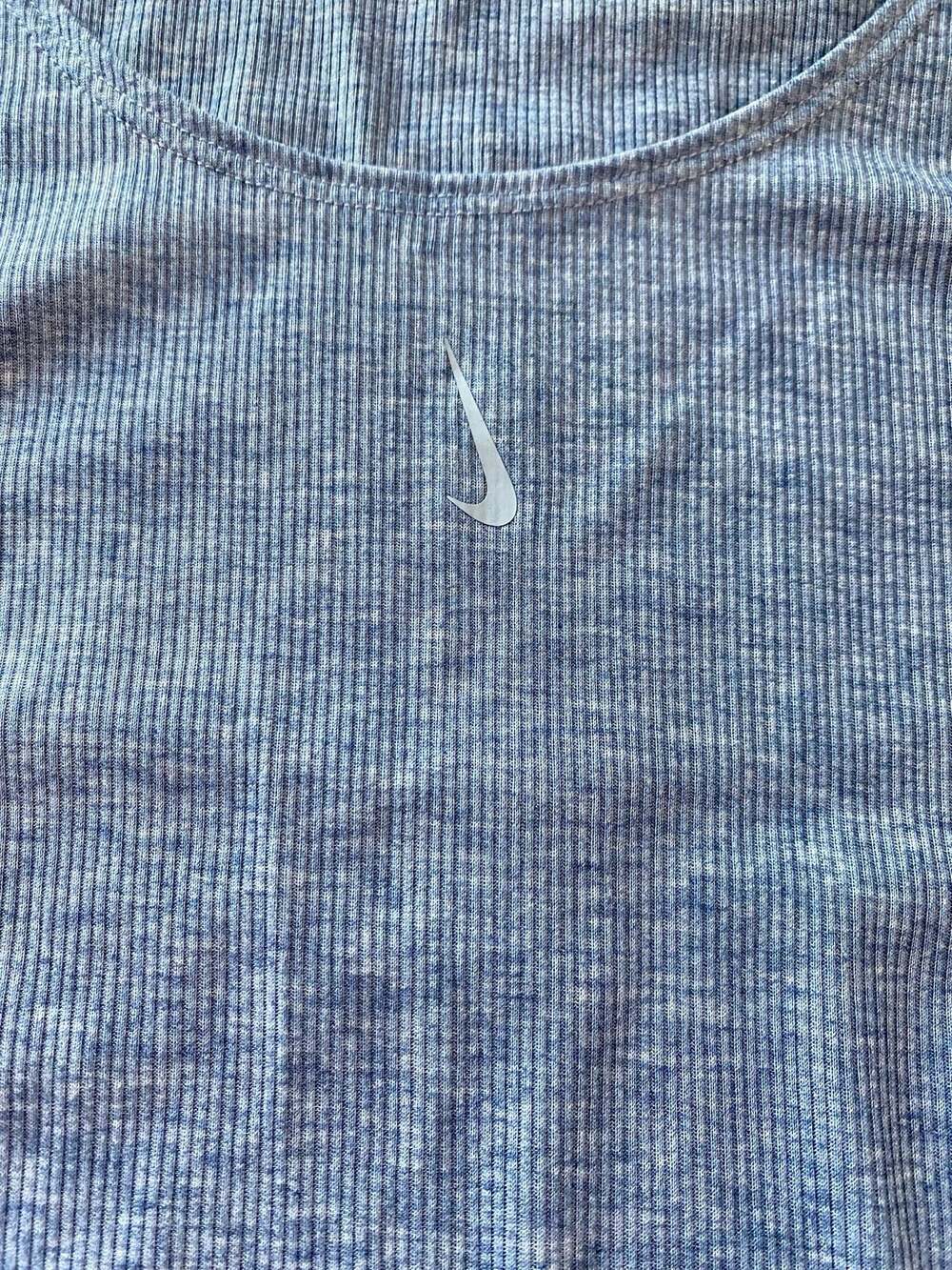 Nike Women's Training Ribbed Scoop Neck Tank Top Light Blue Heather (CJ4217-491) - Picture 2 of 4
